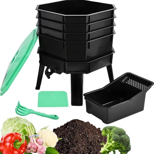 Bac à compostage ventilé avec robinet et plateaux amovibles
