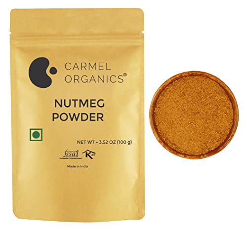 Image of CARMEL ORGANICS Nutmeg /Jaiphal Ground Powder | 100 Grams | Natural | Myristica Fragrans | No Added Preservative | Non-GMO | Jaathikka Podi or Jajikayi Pudi