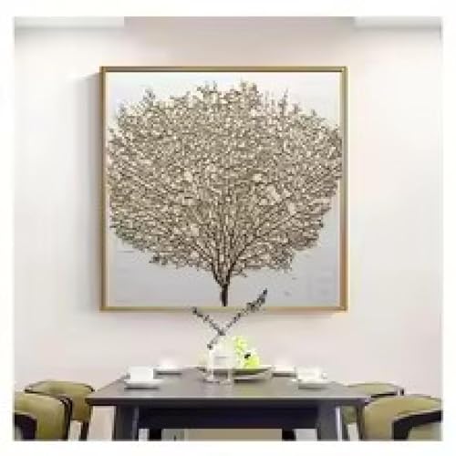 Toile dorée abstraite haut de gamme 60x60cm encadrée pour un mur élégant