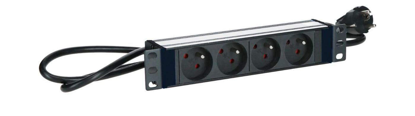 LOGON TUPS039 Accesorio de Bastidor Regleta eléctrica - Accesorio de Rack (Regleta eléctrica, Negro, Aluminio, 2 m, 4 Salidas AC, 25,4 cm (10"))
