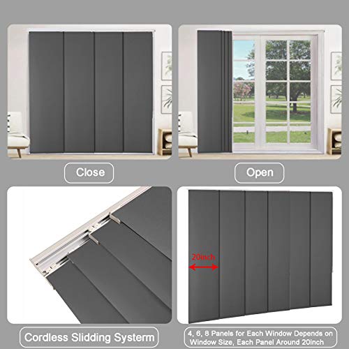 Letau Cordless Sliding Panels Track Blinds, 100% Blackout Made To Order Vertical Blinds For Large Windows, Sliding Doors, Open Spaces And Room Dividers, Dark Grey #TOP3