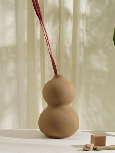Image of PUREZENTO Oreo Big Vase Brown Matte Finish Ceramic Designer Flower Vases for Home, Decoration, Centre Table, Bedroom, Side Corner Beautiful Decorative Vases with Unique Quality