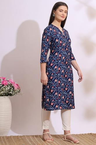 Image of W for Woman Pink Bold Geometric Printed Pure Cotton Straight Kurta