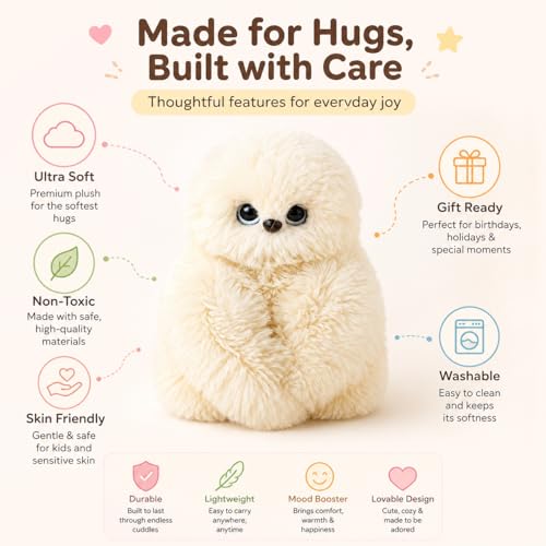 Image of MONEX Garments Cute Fluffy Plush Toy Set for Kids, Soft Kawaii Stuffed Animal Doll for Bedroom Decor & Gift, Purple Pink White Plushies