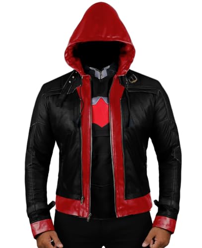 Replica Style Red Hood Mens Faux Leather Jacket Vest product thumbnail 9
