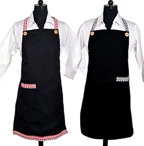 Switchon Polyester Waterproof black kitchen cooking Apron set of 2 - Standard size