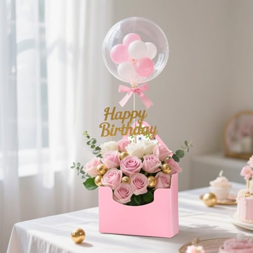 Cedilis Set of 20 Envelope Gift Box, Flower Boxes for Arrangements, Paper Floral Bouquet Packaging Box, Florist Supplies for Wedding, Party, Birthday, Mother's Day, Christmas, Pink and Black - Image 3