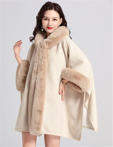 Rungion Women's Thick Warm Cape Coat Fleece-Lined Poncho Fluffy Fur-Collar Shawl Wrap Fall/Winter Blanket Cardigan Cloak2