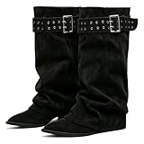 Etebella Fold Over Knee High Boots for Women Slouch...