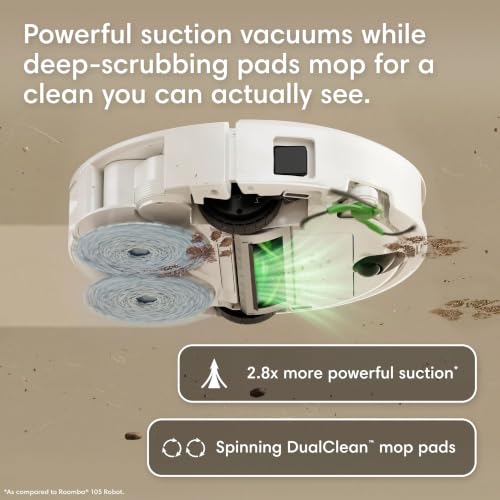 iRobot Roomba 415 Robot Vacuum & Mop Combo, 2.3X Suction, 90 Days Self-Emptying, Multifunction Dock Self-Cleaning & Hot Dry, Smart Obstacle Avoidance, Lifting Spinning Mops, Ideal for Pet Hair, White - image 2