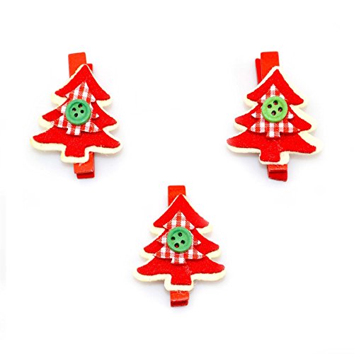 Gifts 4 All Occasions Limited SHATCHI-509 3pcs Wooden Peg Mini Tree Shape Clips Colourful Christmas Decorations, Multi