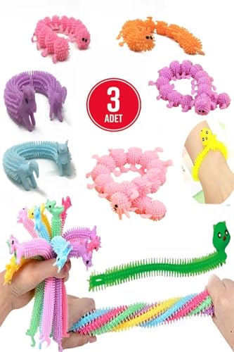 3 Adet Uzayan Tırtıl ve Unicorn Sukuşi Duyusal Stres Oyuncağı