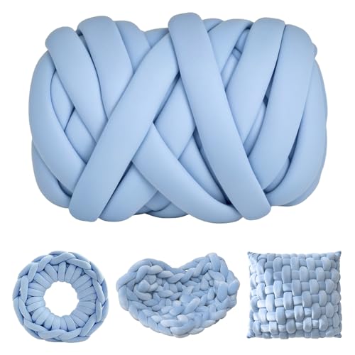 Lana para tejer con los brazos, 500 g, lana extra gruesa para tejer a mano, XXL, lana para tejer, hilo grueso, adecuada para principiantes (azul agua)
