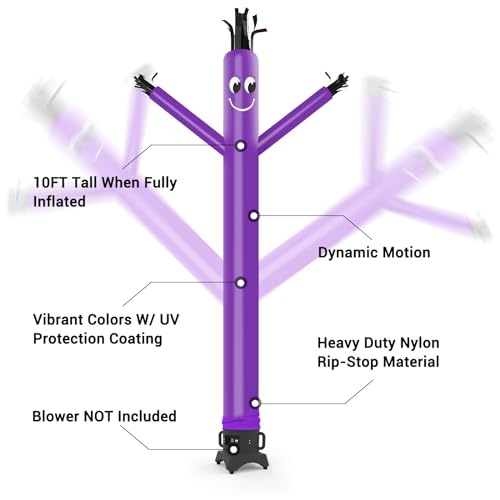 Image of MOUNTO 10ft Inflatable Dancers Tube Man Attachment - 10 Feet 12inch Tall Wacky Waving Inflatable Dancing Tube Guy, High Durability Rip-Stop Nylon (Blower Not Included) (Purple)