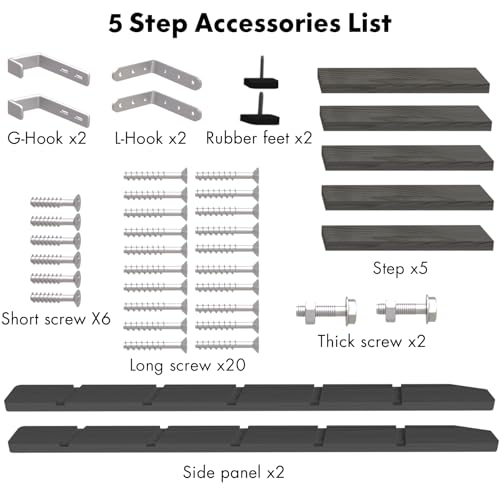 Image of 50 inch 55 inch 60 inch Black Wood Bunk Bed Ladder, Lofted /Dorm /RV Bed Bunkbed Ladders with 4in Extra Wide Steps and Non-Slip Pads, Replacement Wooden Ladder for Motorhome /Camping (Black, 55in /140cm)