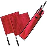 Tandem Sport Deluxe Red Linesman Flags - Referee Flags with Comfortable Soft Grip Handles - Volleyball and Soccer Referee Flags - Set of 4 with Carrying Bag
