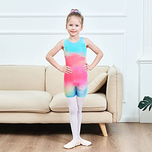 Image of MODAFANS Leotards for Girls Gymnastics with Shorts Dance unitards Tumbling Biketards with Hair Scrunchie for3-13T
