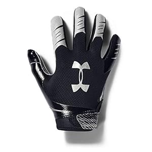 Under Armour Boys’ F7 Youth Football Gloves , Black (001)/Metallic Silver , Youth Large