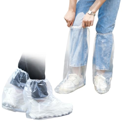 10 Pares Protector Calzado Lluvia para Hombres y Mujeres, Desechable Transparente, Resistentes al Desgaste, 5 Pares Largos y 5 Pares Cortos Cubre Zapatos Impermeable para Nieve y Caminos Embarrados