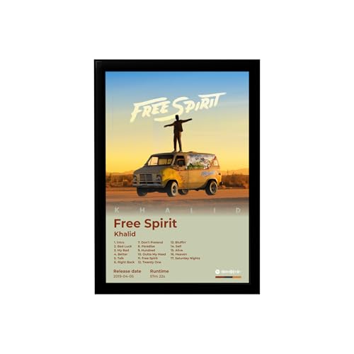 Image of BLINKART Khalid- Free Spirit Wall Photo Frames | Wall Art for Bedroom, Living Room, Studio or Office | Album Cover Print with Spotify Song Link QR Code | Gift for Fans - 8x12 In