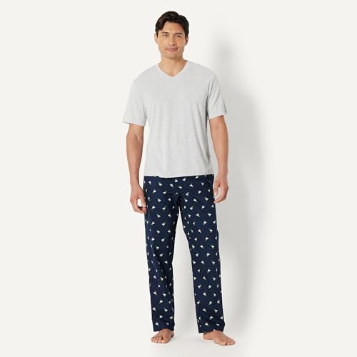 Image of Amazon Essentials Men's Cotton Poplin Straight-Fit Pajama Pants with Pockets, Elastic Waist, Drawstring