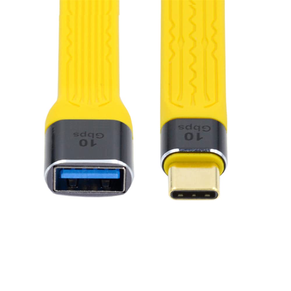 cablecc Yellow Type C Male USB 3.1 Host to USB3.0 Type A Female OTG Flat Slim FPC Data Cable for Laptop & Phone