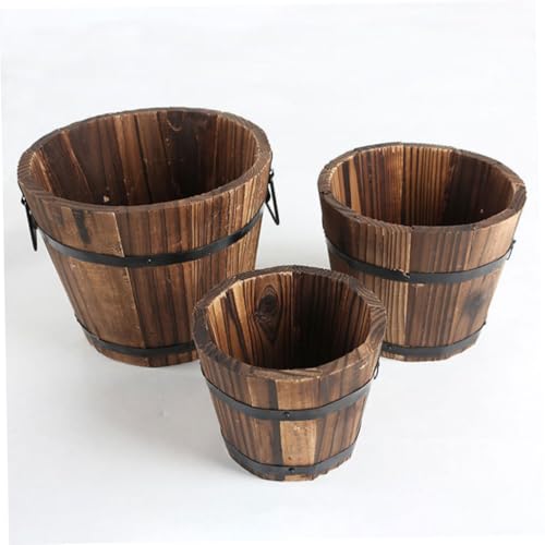 Pot en bois carbonisé DOITOOL, poterie décorative rustique et durable - 7