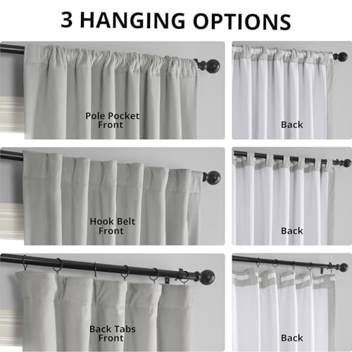 HPD Half Price Drapes Signature Velvet Thermal Blackout Curtains for Living Room 120 Inch Long (1 Panel) Rod Pocket Insulated Blackout Curtains for Bedroom Window Curtains, 50W x 120L, Reflection Grey