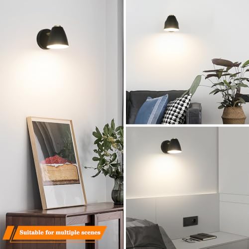 Image of Battery Operated Wall Sconce Set of 2, Black Rechargeable Sconces Wall Lighting with Remote, RGB 15 Colors Dimmable Wireless Wall Light, Indoor Sconce Lights for Bedroom Living Room Hallway
