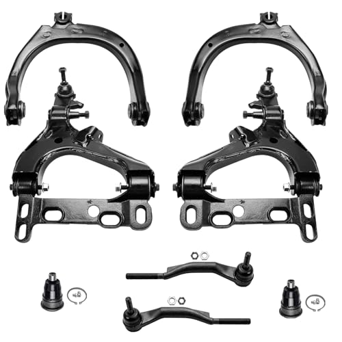 Image of Detroit Axle - Front 8pc Control Arms Kit for Chevy Trailblazer EXT GMC Envoy XL XUV Buick Rainier Isuzu Ascender, Upper & Lower Control Arms Upper Ball Joints Outer Tie Rods Replacement
