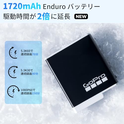 undefined GoPro公式ストア限定 アクションカメラ HERO12 Black+128GB 認定高速SDカード+デュアルバッテリーチャージャー+バッテリー3個+マグネティック スイベルクリップ 5.3K60fps HDR対応 10bitカラー HyperSmooth 6.0 156度超広角レンズ 最長2.5時間録画 10m防水 アウトドア万能セット【国内正規品】 の商品画像 4