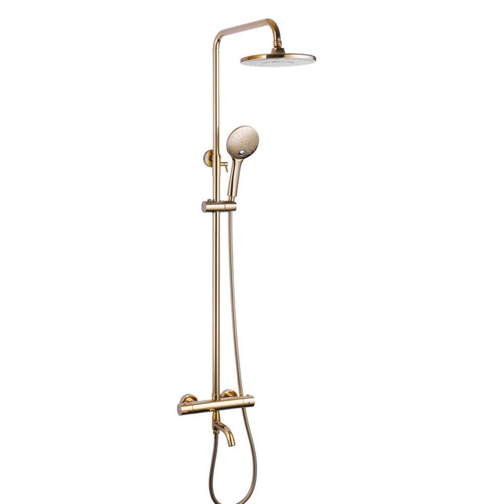 CWCQGH Thermostatic Shower Set/rain Shower Brass Golden Shower Faucet Not Rusting Sculpture