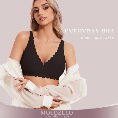 Deep V Wireless Bras for Women No Underwire Seamless Bralettes for Women with Support Floral Wavy Womens Bras4