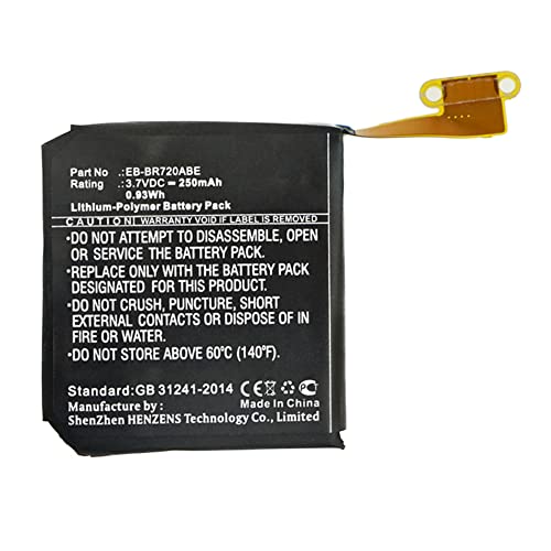 Synergy Digital Smartwatch Battery, Compatible with Samsung R7200 Smartwatch, (Li-Pol, 3.7V, 250mAh) Ultra High Capacity, Replacement for Samsung EB-BR720ABE Battery