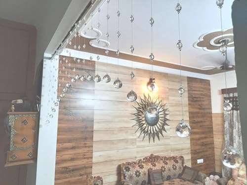 Image of K9L 10 String, 100% Glass Drops, Acrylic Bead, String Hanging Crystal Sheer Curtain (10 String Suitable to 2.5 to 3 Feet Width)