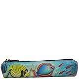  Anuschka Hand Painted Leather Pencil Case- Tropical Aquarium