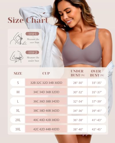 Image of Deep V Petal Bras for Women No Underwire Soft Wireless Bras Comfort Seamless Bralettes with Extender