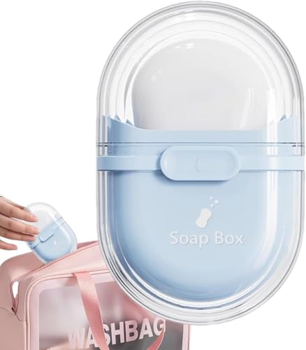 Image of Xmart India Portable Travel Soap Holder with Lid Compact Soap Container for Bathroom, Travel, Gym & Camping - Stylish Cute Box with Drainage Feature soap Stand for Bathroom(2 Pcs, Multicolor)