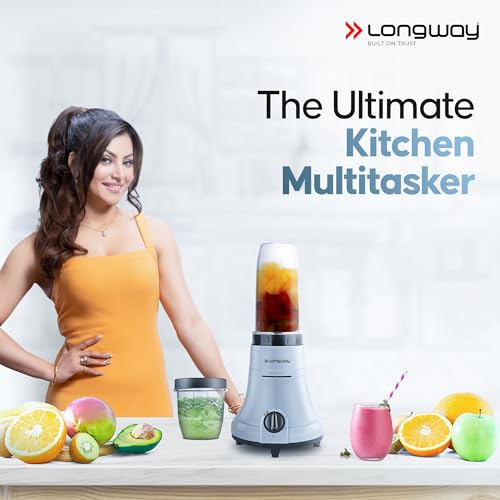Longway Sage 500 Watt Juicer Mixer Grinder for Grinding, Mixing, Juicing with Powerful Motor (Gray & Black, 2 Jars) view 2