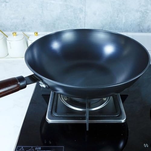 Wok de hierro resistente con mango para cocina miniatura 7