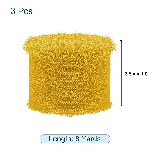 Uxcell Chiffon Ribbon 1.5" x 8 Yard, Yellow Chiffon Silk Ribbon for Wedding Decoration Pack of 3 - Image 2