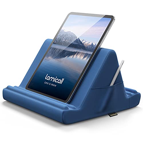 Lamicall タブレット枕スタンド - ソファベッド枕スタンド 2021 iPad Pro 9.7、10.5、12.9、iPad Air 2 3 4、iPad Mini 1 2 3 4、Switch、Samsung Tab、iPhone、その他のタブレット用 - ブルー