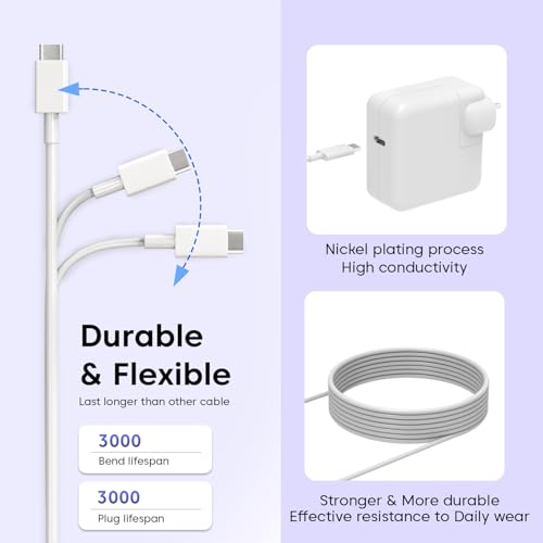 Image of USB-C Power 61W Adapter Charger Replacement for MacBook Pro 13 Inch /12 Inch /14 Inch, Compatible with MacBook Air /iPad Pro /Type C Laptop,Included USBC to USBC Charger Cable (White)
