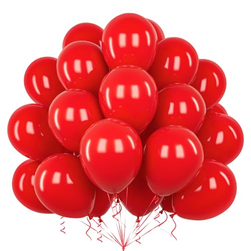 Teselife Ballons Rouge, 50Pièces 12Pouces Mat Rouge Latex Ballon Arche Guirlande Fille Femme Anniversaire Mariage Proposition Valentin Douche Nuptiale...