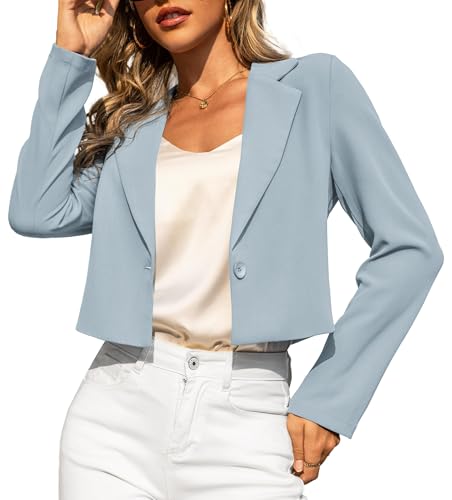 LETDIOSTO Cropped Blazers for Women XS-XL Light Blue