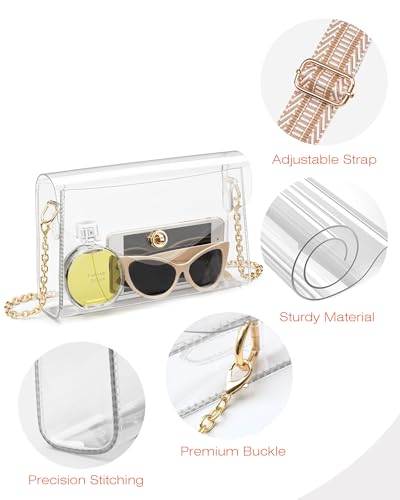 Image of BS-VOG Clear Purse for Women, Clear Bag for Stadium Events, Crossbody Bag Stadium Approved for Sports Concerts Outfits