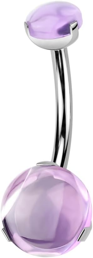 Pierced Owl 14GA ASTM F-136 Implant Grade Titanium Internally Threaded Prong Set Natural Stone Belly Button Ring