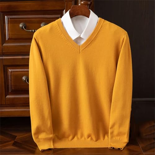 Mens Solid V-Neck Sweater Loose Business Casual Thick Knit Pullover Jumper Top2