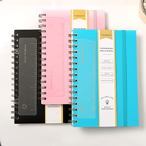 Yoment 3 Pack Spiral Notebook College Ruled A5 Spiral Bound Journal 160 Pages Thick Paper Plastic Hardcover Spiral Notebook 5X7 Wire Bound Notebooks For Note Taking School Office Supplies, 3 Color #TOP7