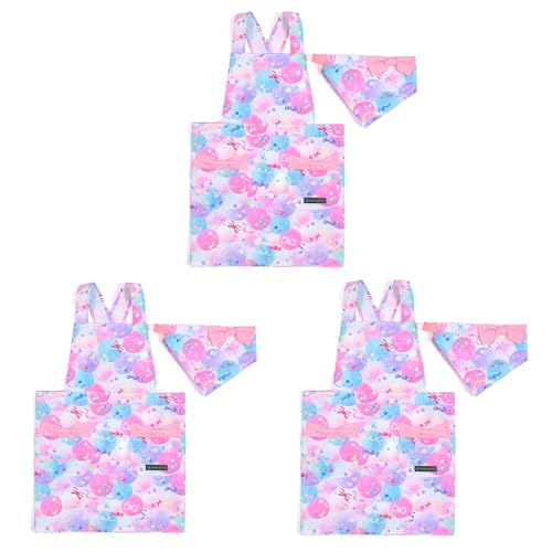 COLORFUL CANDY STYLE バッククロス子どもエプロン(100〜120cm) 撥水ノーアイロン ふわふわキュートなキャンディポップ 3枚セット 女の子 かわいい 子供用 子供 エプロン 三角巾 セット キッズエプロン 幼児 小学生 可愛い か